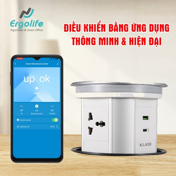 Ổ Cắm Điện Smart Home Âm Bàn Tích Hợp Sạc Không Dây KLASS SN-001
