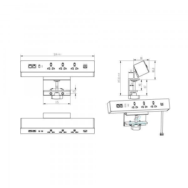 Ổ cắm điện kẹp mặt bàn OECZ018AC