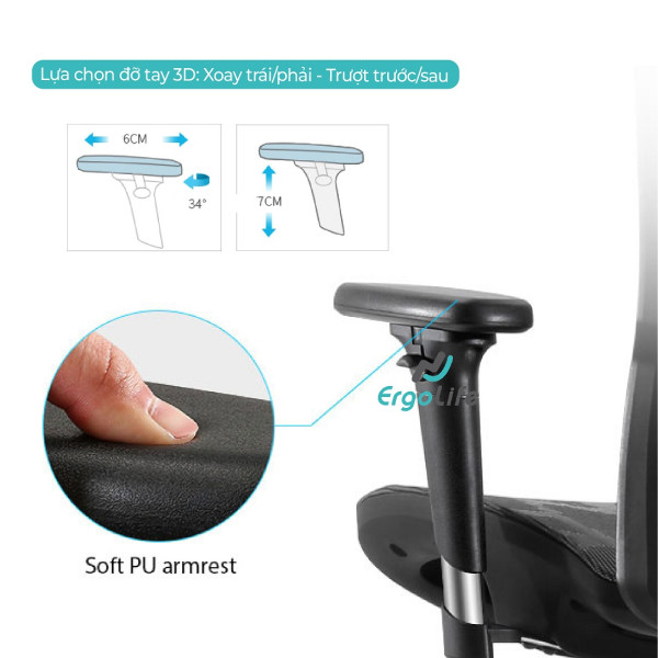 Ghế Công Thái Học M18 Đen/Xám