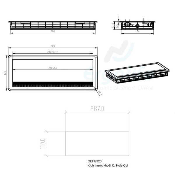 Nắp Hộp Điện Âm Bàn Cao Cấp OEFG320