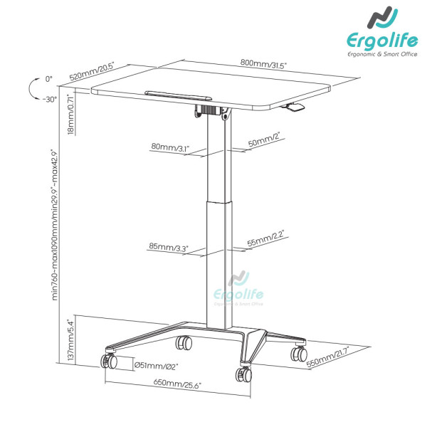 Bàn nâng hạ thông minh Ergonomic FWS12-1 (mặt bàn chỉnh nghiêng)